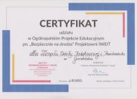 Czytaj więcej: Certyfikat udziału w Ogólnopolskim Projekcie Edukacyjnym pn. 