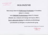 Czytaj więcej: Rekrutacja do Przedszkola Publicznego i Oddziału Przedszkolnego